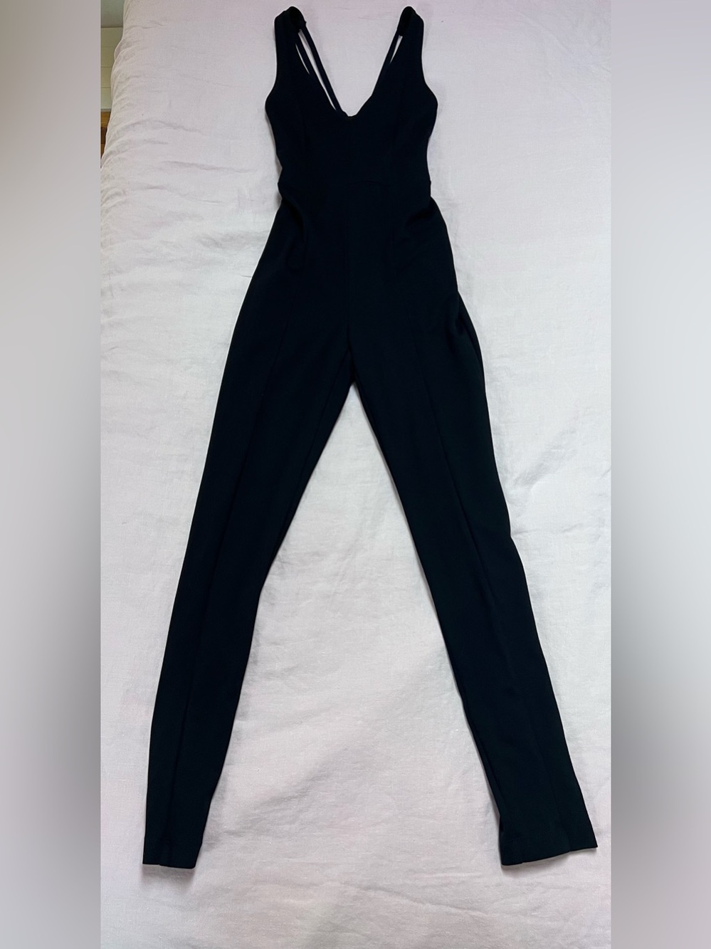 Guess Open Back V-Neck Black Jumpsuit. Size S